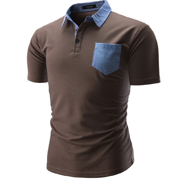 Men's Outdoor Contrast Pocket Chic Polo Neck Short Sleeve T-shirt