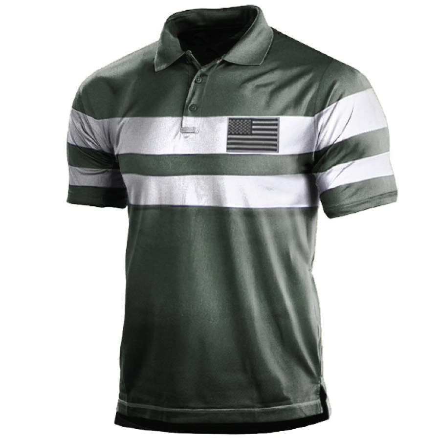 

Men's Outdoor Patchwork Contrast Color Tactical Polo Shirt