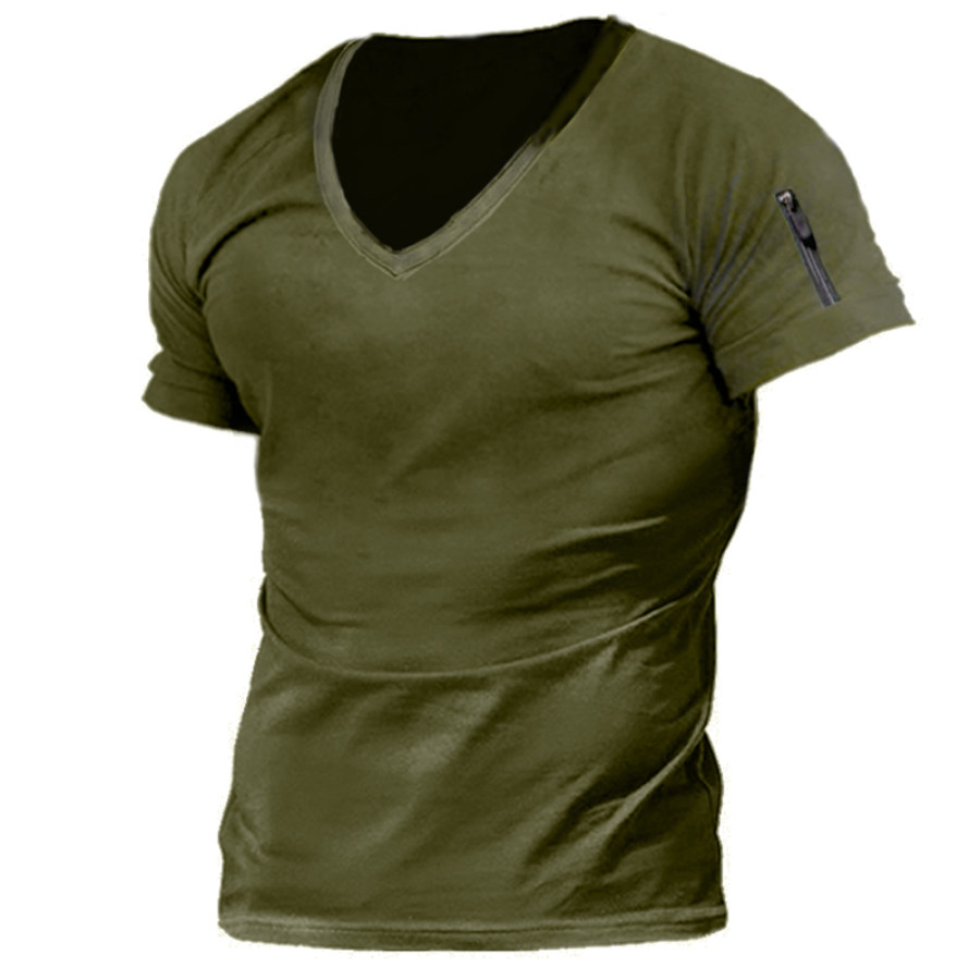 

Men's V-Neck Zip Pocket T-Shirt