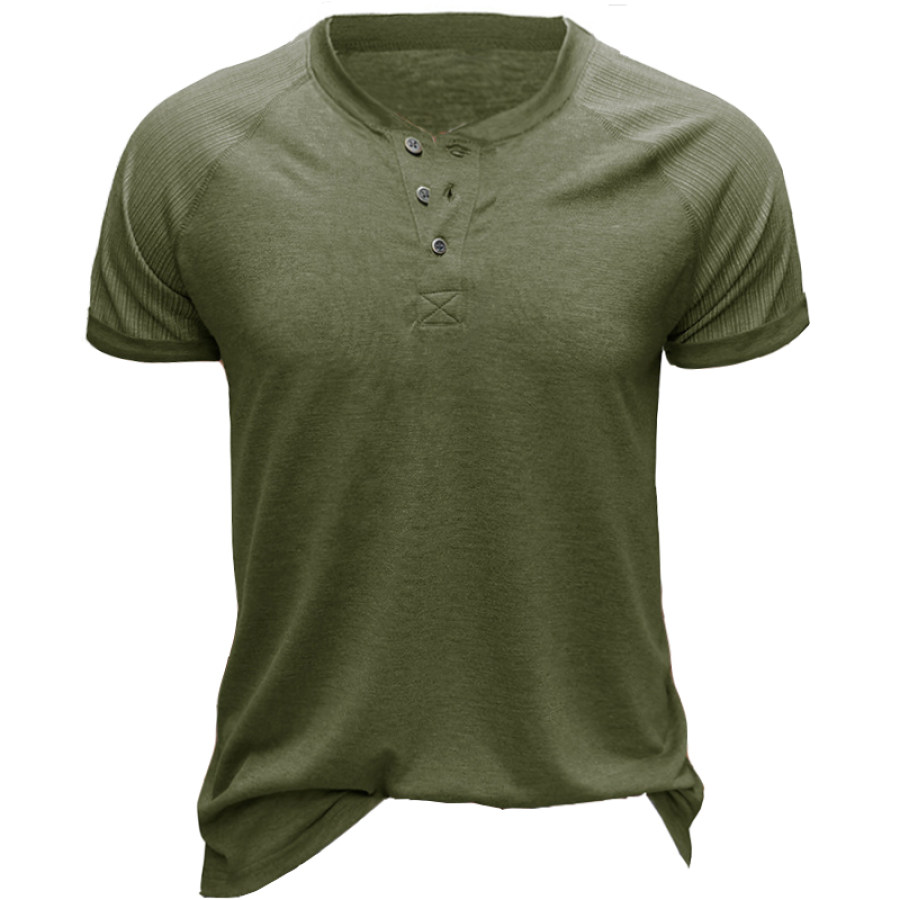 

Men's Raglan Sleeve Casual Henley Collar T-Shirt