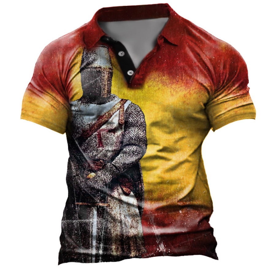

Men's Vintage Knights Templar Print Polo T-Shirt