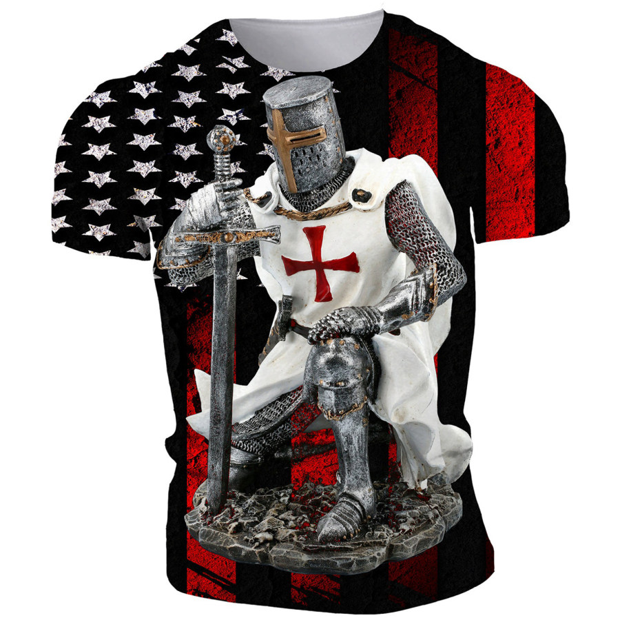 

American Flag Templar Print Short Sleeve T-Shirt