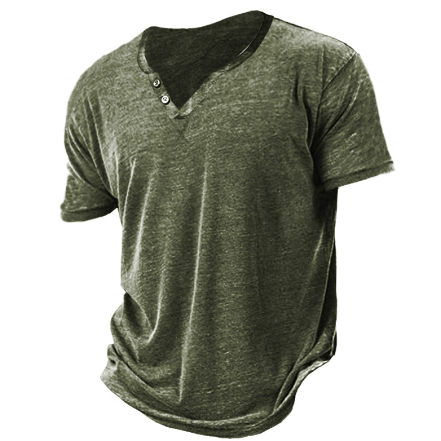 

Men's Casual Comfortable Solid Color Henley Short Sleeve T-Shirt