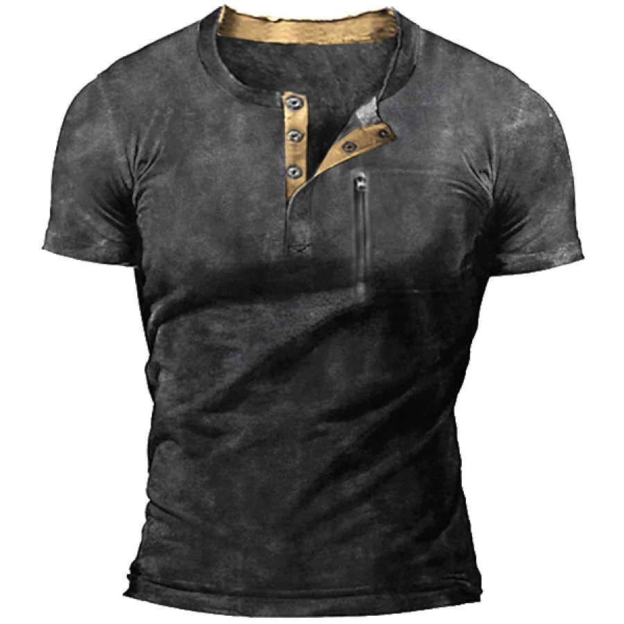 

Men's Outdoor Zipper Pocket Tactical Henley T-Shirt