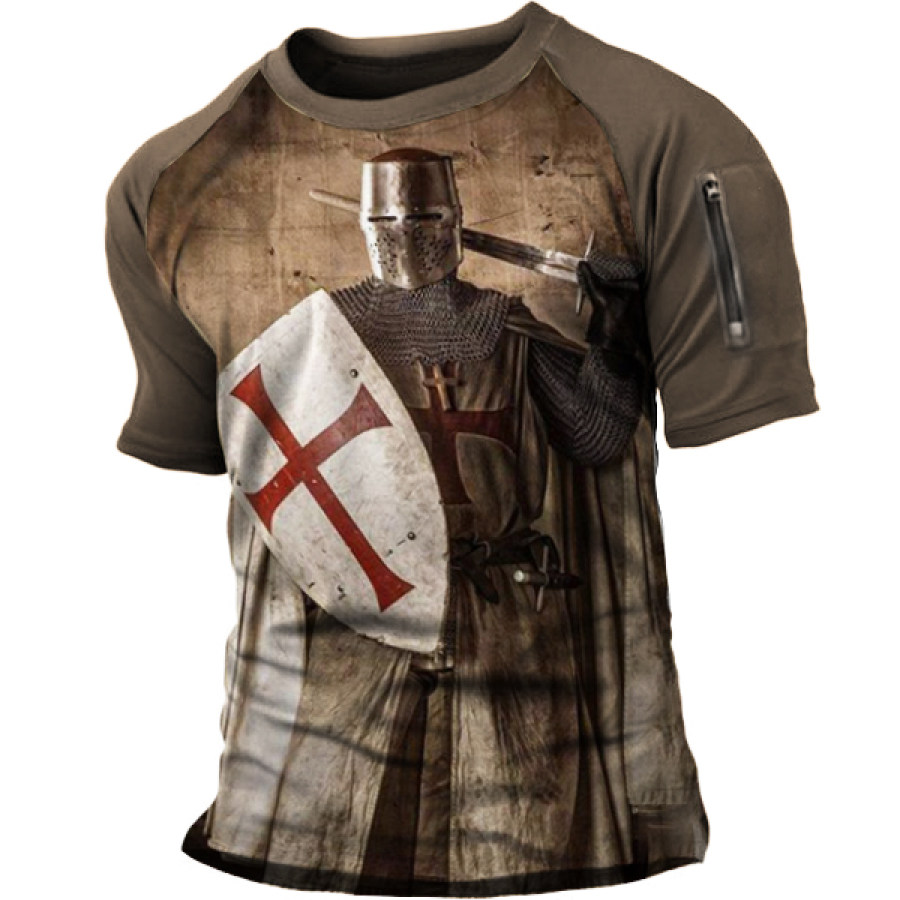 

Templar Print Men's Outdoor Tactical Zip Raglan T-Shirt