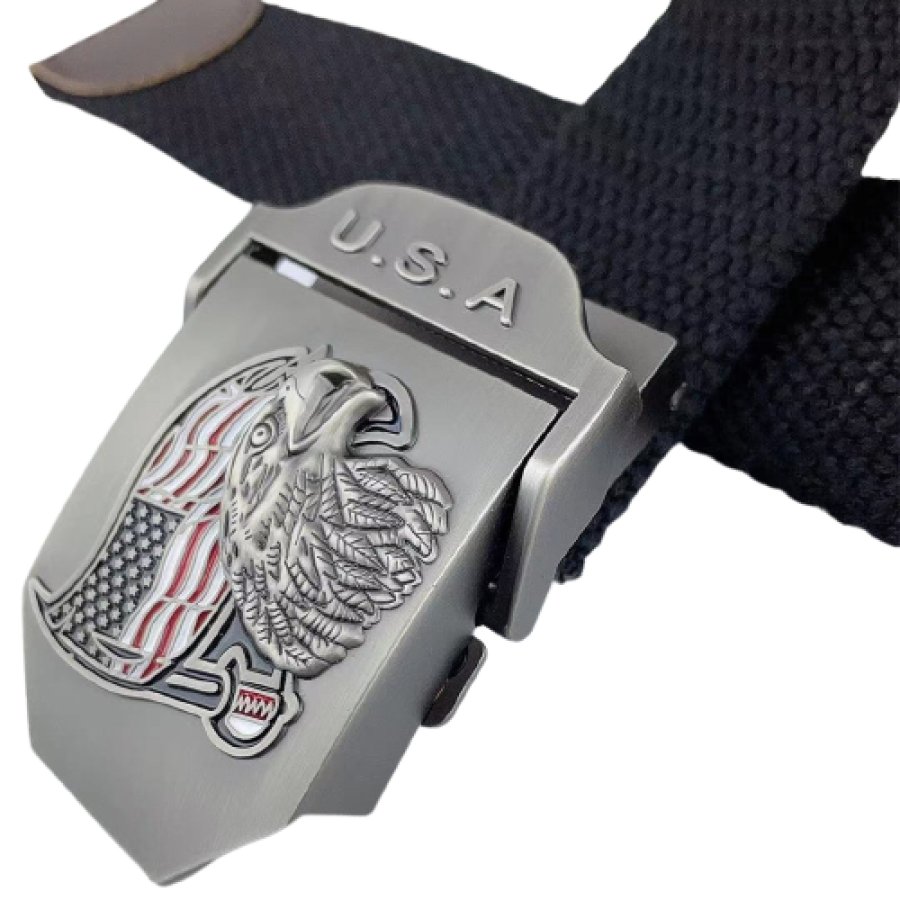 

Cinturón Tejido Con águila De La Bandera Estadounidense Para Exteriores Para Hombre