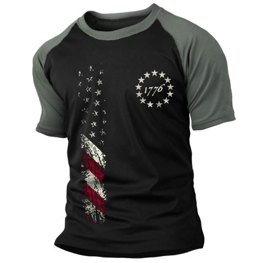 

Men's Outdoor American Flag 1776 Stars Print T-Shirt