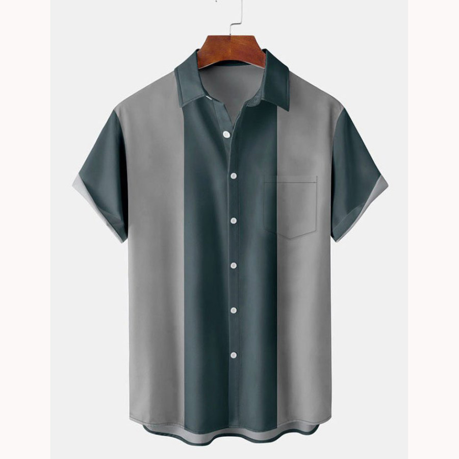 

Men's Striped Beach Short Sleeve Shirt