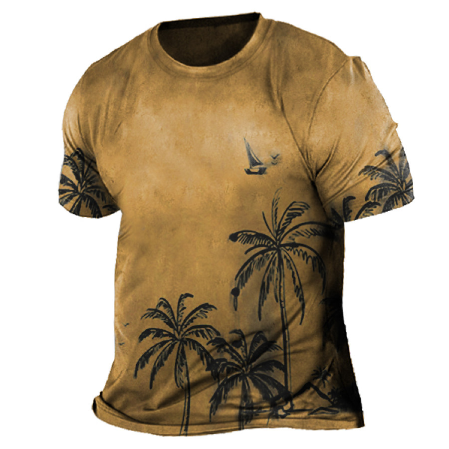 

Men's Summer Coconut Print Crew Neck T-Shirt
