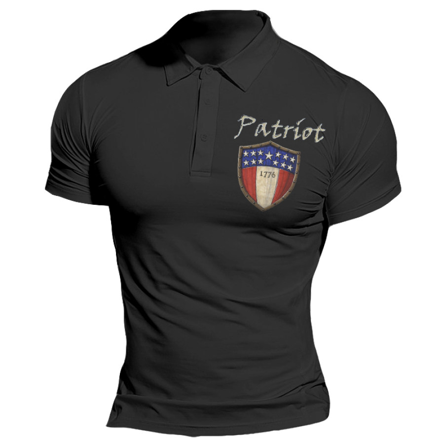 

American Patriot Heraldic 1776 Men's Solid Print POLO Shirt