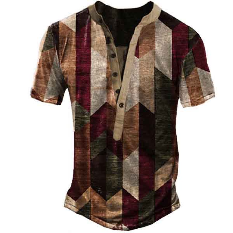 

Men's Plaid Henley Short Sleeve T-Shirt