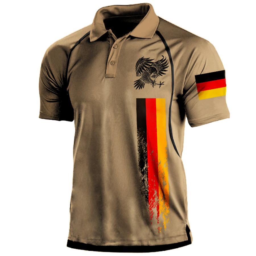 

Men's Outdoor German Flag Eagle Print Polo T-Shirt