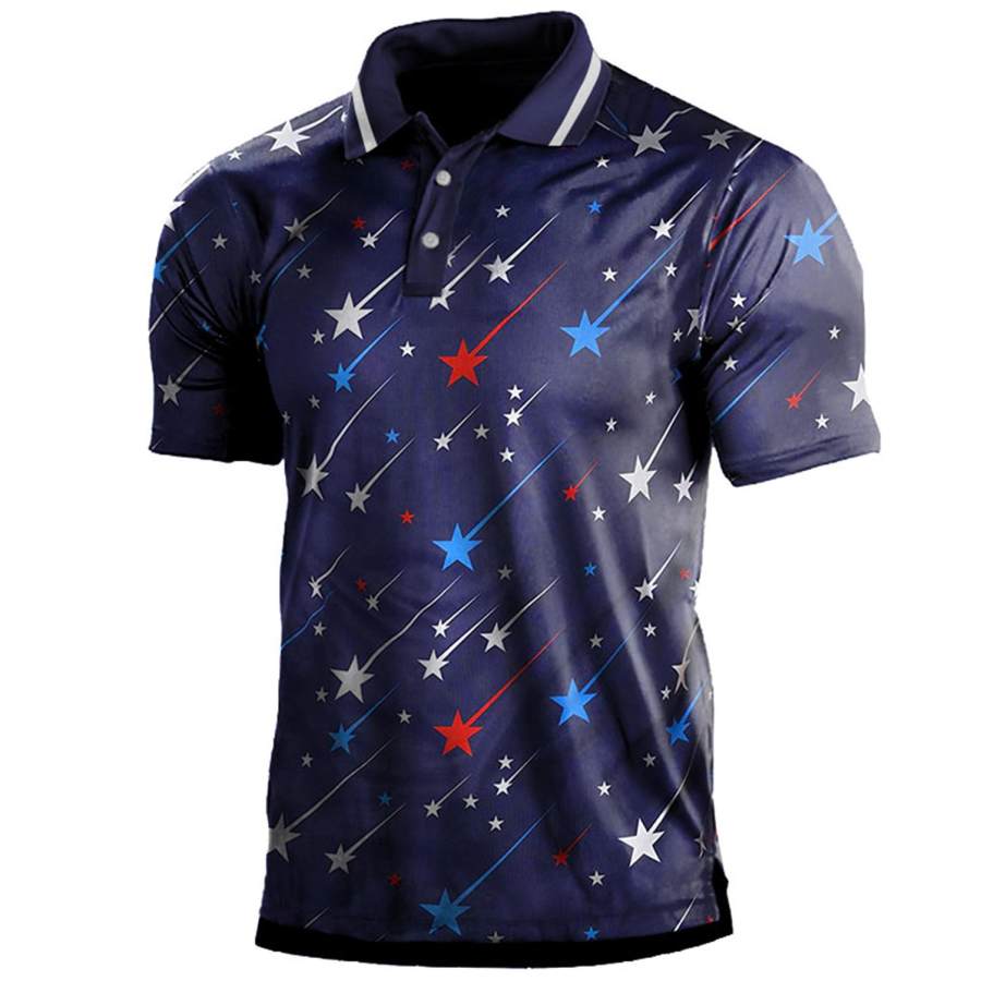 

Men's Outdoor Star Patriotic Print Polo T-Shirt