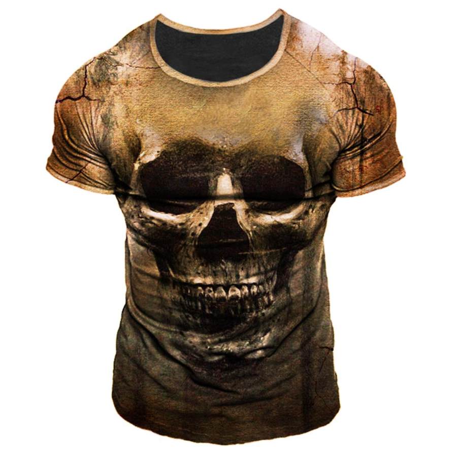 

Men's Vintage Skull Print T-Shirt