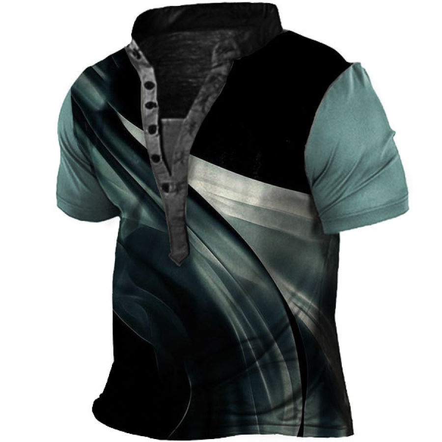 

Men's Print Henley Short Sleeve T-Shirt