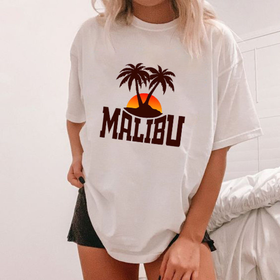 

Women's Malibu Coconut Tree Print Loose T-Shirt