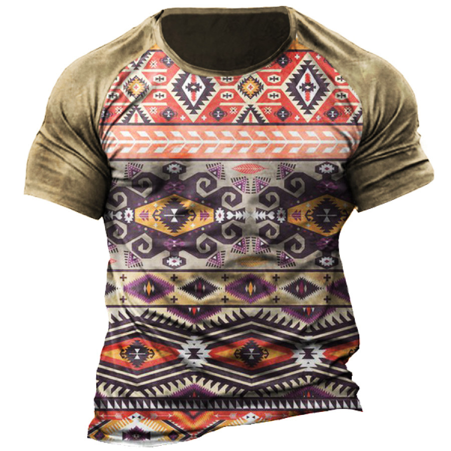 

Vintage Ethnic Graphic Print Men's Short Sleeve T-Shirt