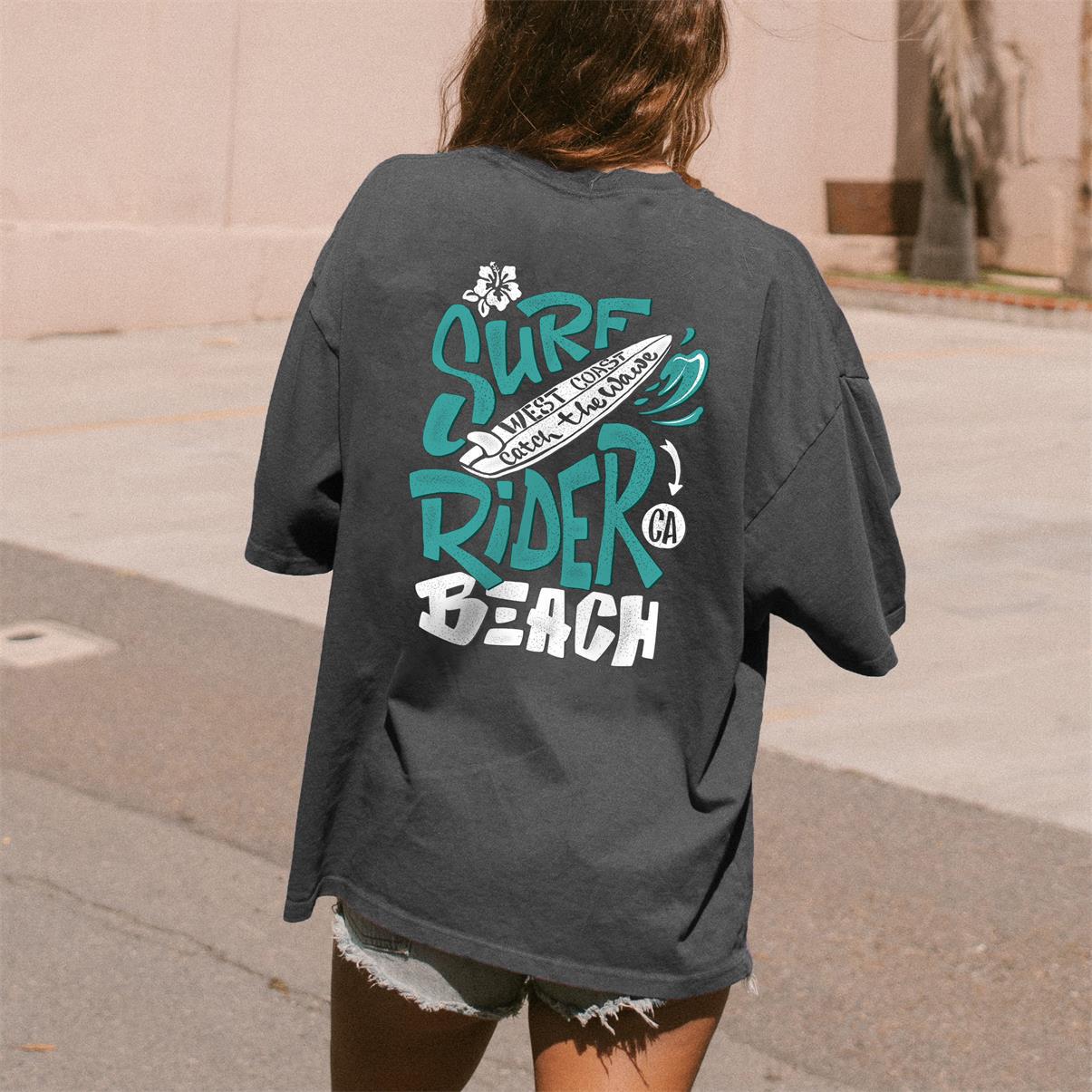Women's Surf Rider Beach Print Chic Loose T-shirt