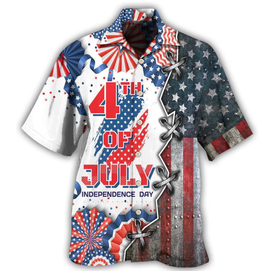 

Men's American Flag Beach Short Sleeve Shirt