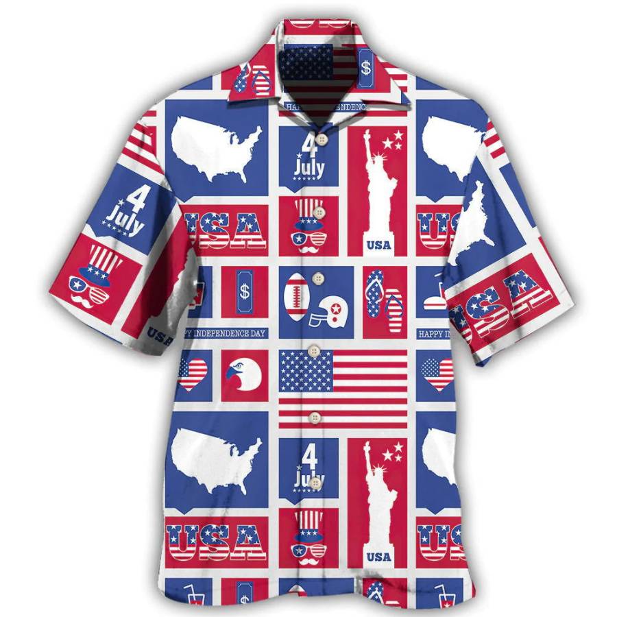 

Men's American Flag Beach Short Sleeve Shirt