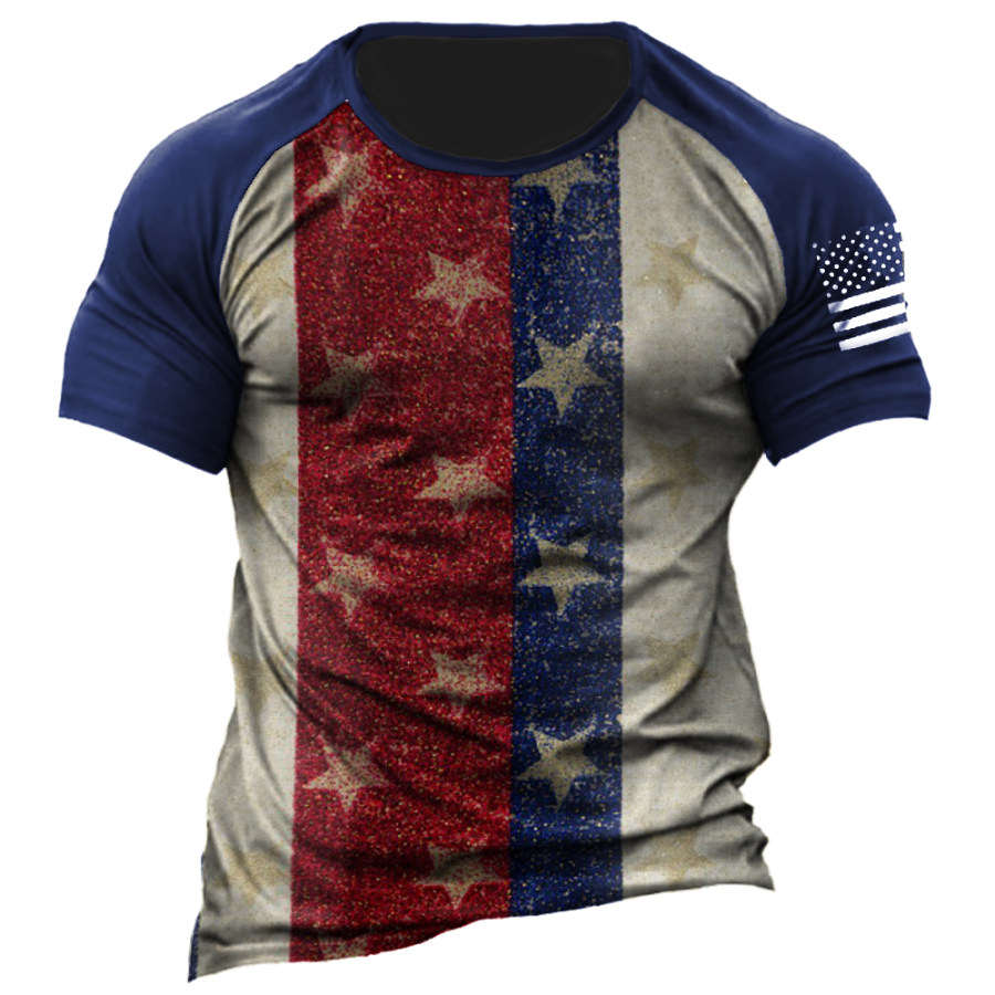 

Men's American Flag Print Crew Neck T-Shirt