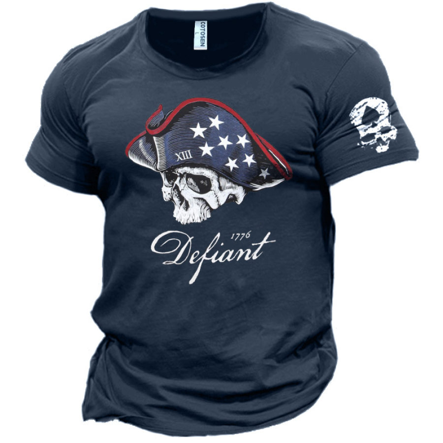 

Men's Vintage Skull Graphic Print Cotton T-Shirt