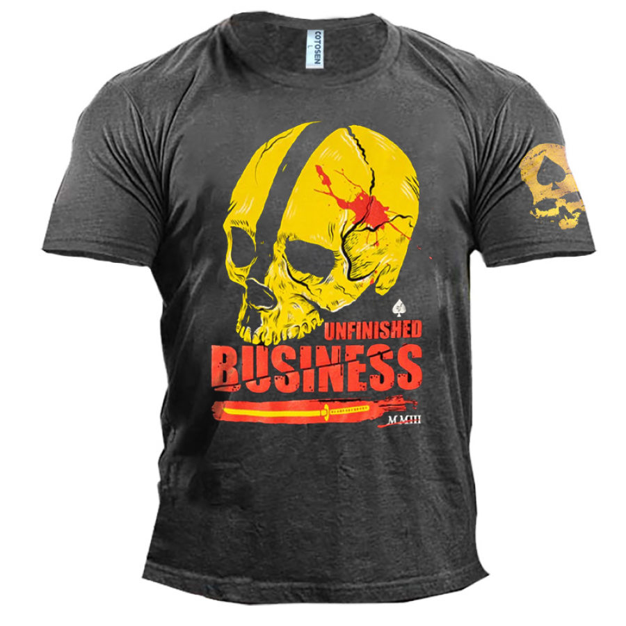 

Men's Skull Vintage Graphic Print Cotton T-Shirt
