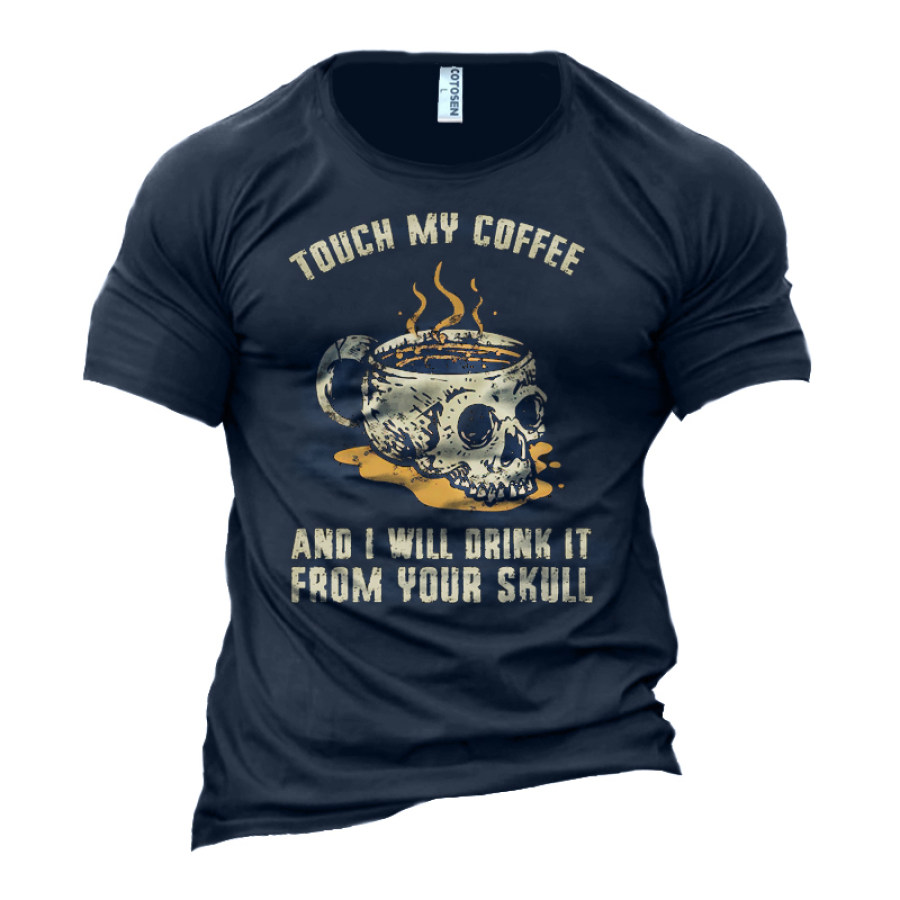 

I Will Drink Coffee From Your Skull Men's Vintage Printed Cotton T-shirt