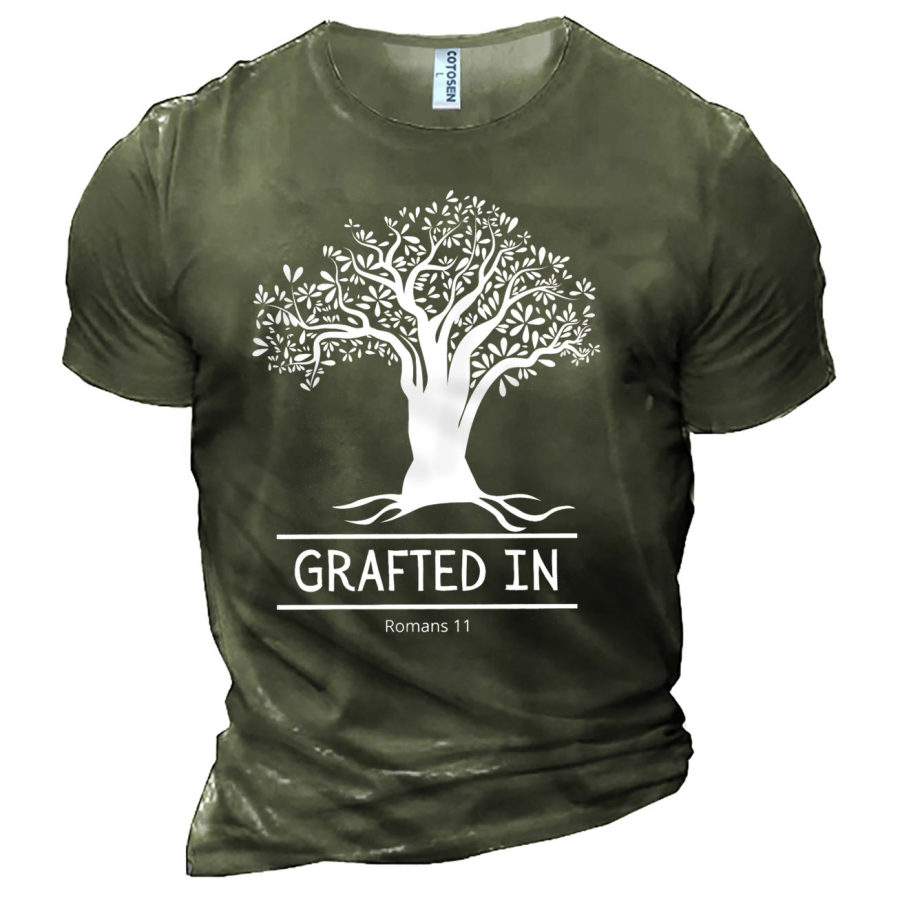 

Men's Grafted In Tree Print Cotton T-Shirt