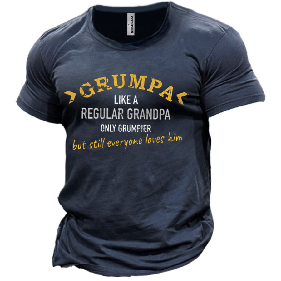 

Men's Grumpa Like Regular Grandpa Print Cotton T-Shirt