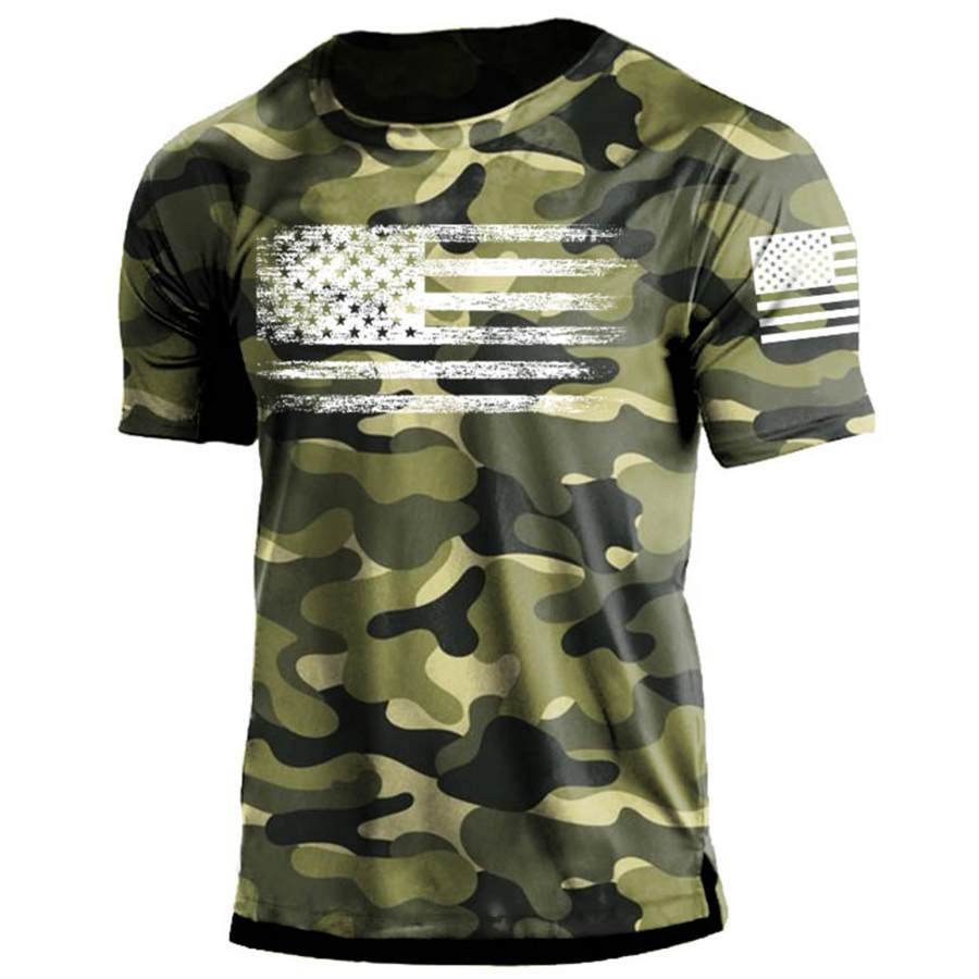 

Men's Outdoor American Flag Camo Print T-Shirt