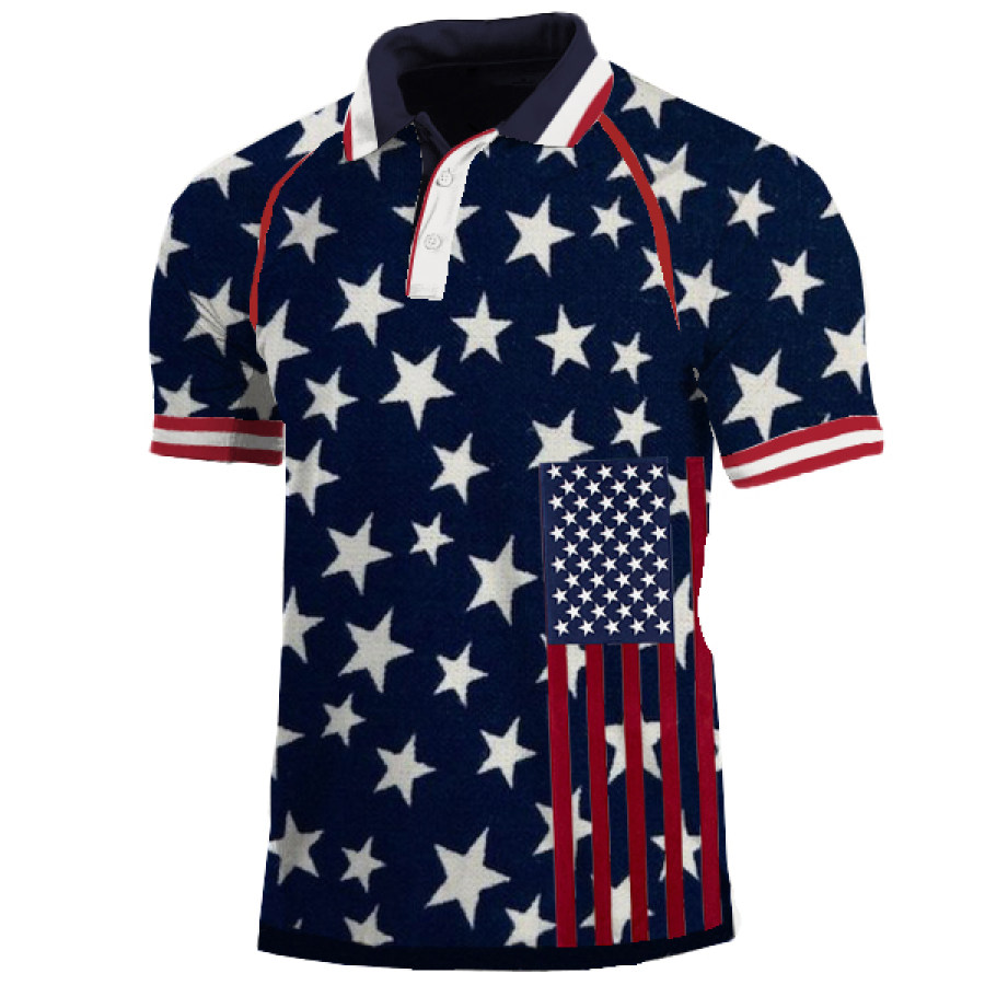 

Men's American Flag Outdoor Tactical Sport PoLo Neck T-Shirt