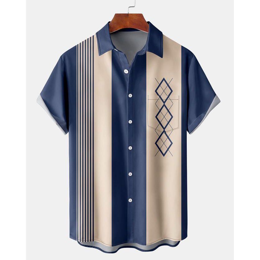 Men's Geometric Beach Short Sleeve Chic Shirt