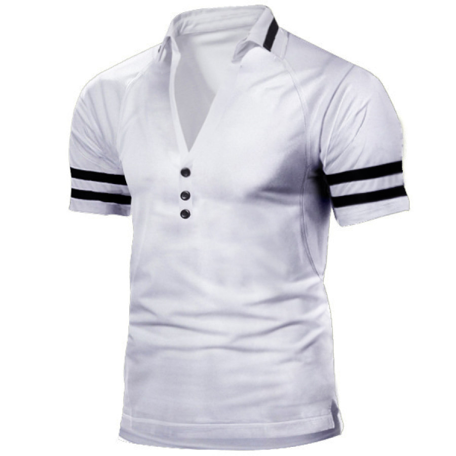 

Men's Outdoor Striped Print POLO Neck Short Sleeve T-Shirt
