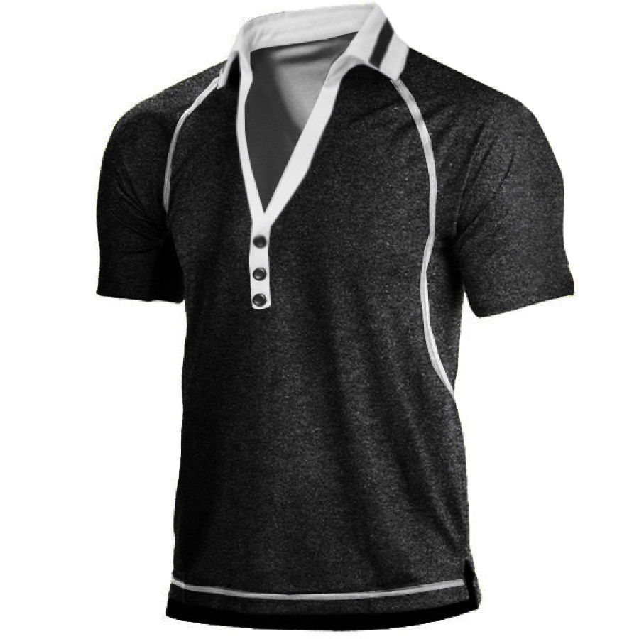 

Men's Outdoor Henley Polo Collar Cotton T-Shirt