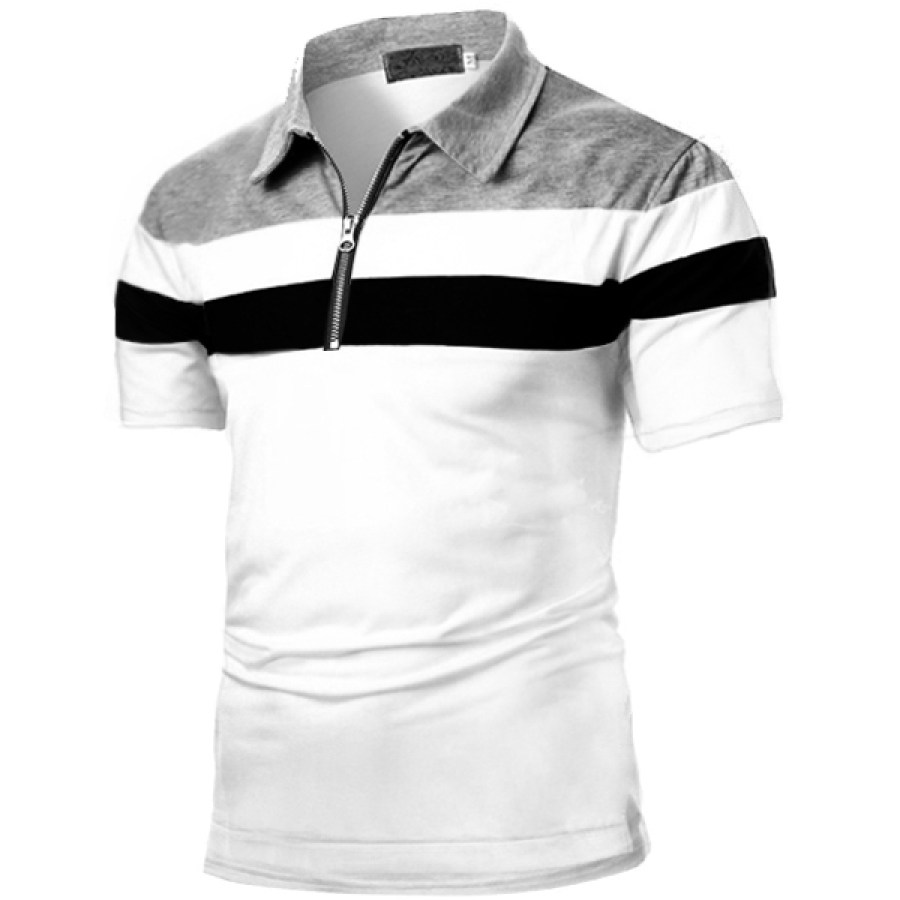 

Men's Colorblock Design Outdoor Cotton Polo T-Shirt