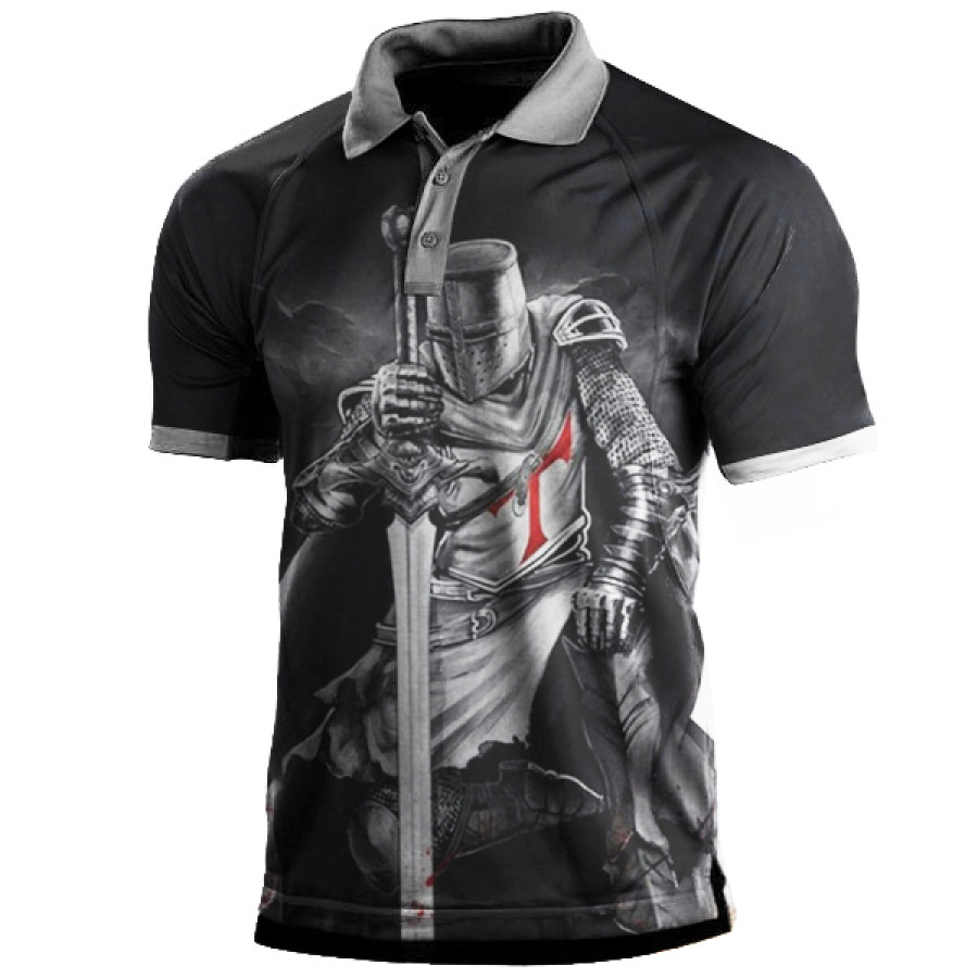 

Templar Print Men's Polo Neck Short Sleeve T-Shirt