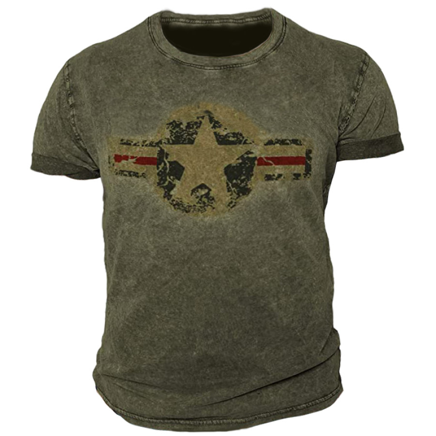 

Men's Stars Vintage Military Graphic Print T-Shirt