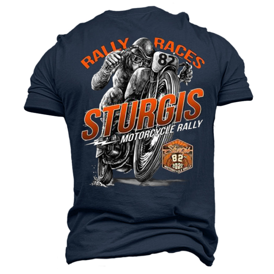 

Sturgis Motorcycle Rally Men's Outdoor Motorcycle Graphic Print Cotton T-Shirt