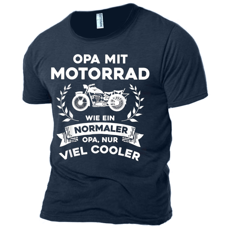 Men's Motorcycle Road Trip Chic Graphic Print Cotton T-shirt