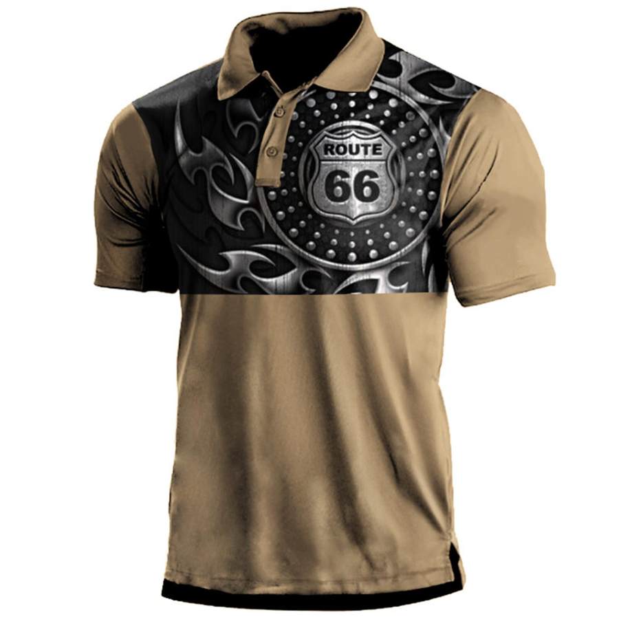 

Men's Outdoor Route 66 Print Polo T-Shirt