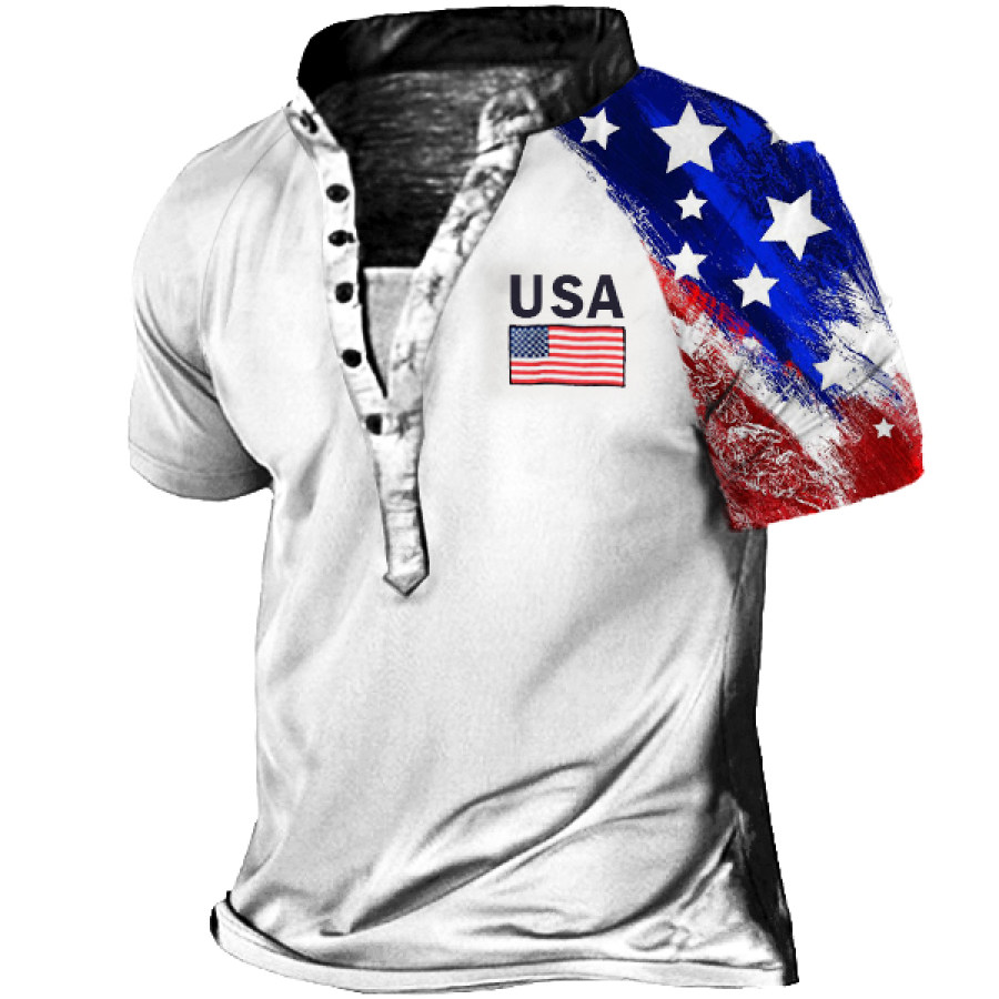 

Men's American Flag Outdoor Tactical Sport Henley T-Shirt