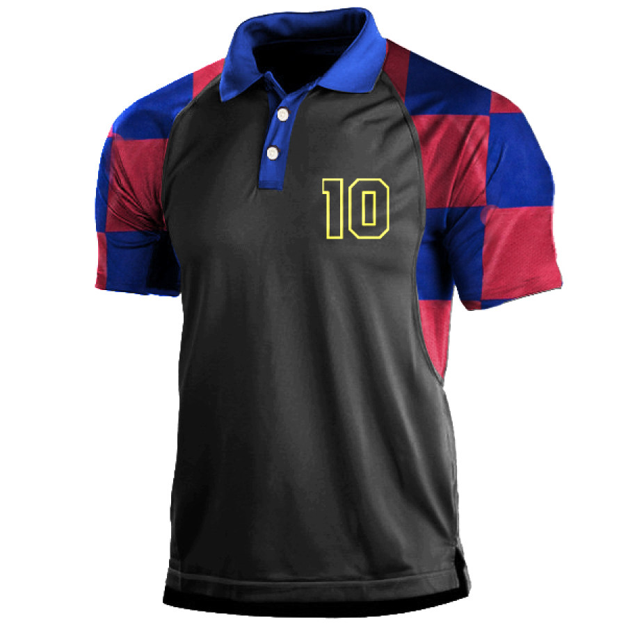 

Sports Number Print Men's Football Polo Neck Sports T-Shirt