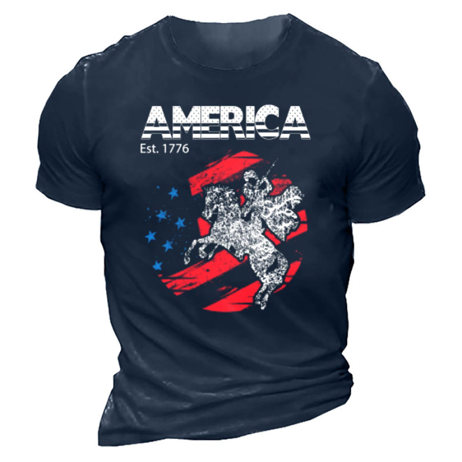 

Men's American Flag Temple Knights Print T-Shirt