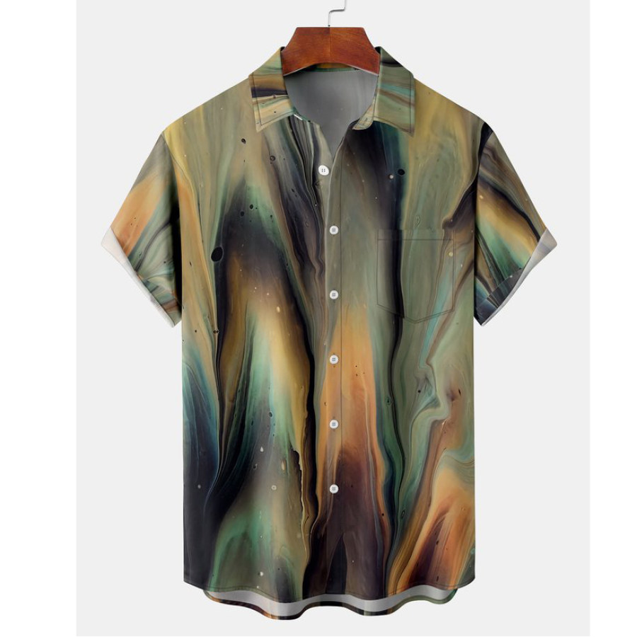

Men's Striped Beach Short Sleeve Shirt