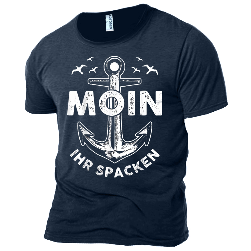 Men's Anchor Sailing Travel Chic Graphic Print Cotton T-shirt