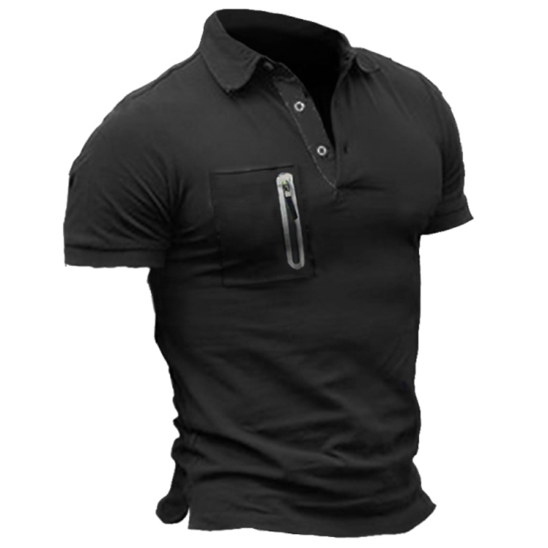 Men's Outdoor Tactical Chic Zipper Pocket Casual Polo Shirt