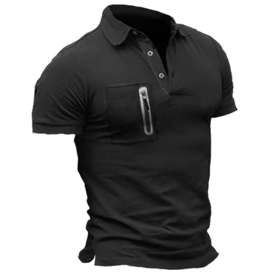 

Camisa POLO Casual Con Bolsillo Con Cremallera Táctica Para Hombres Al Aire Libre