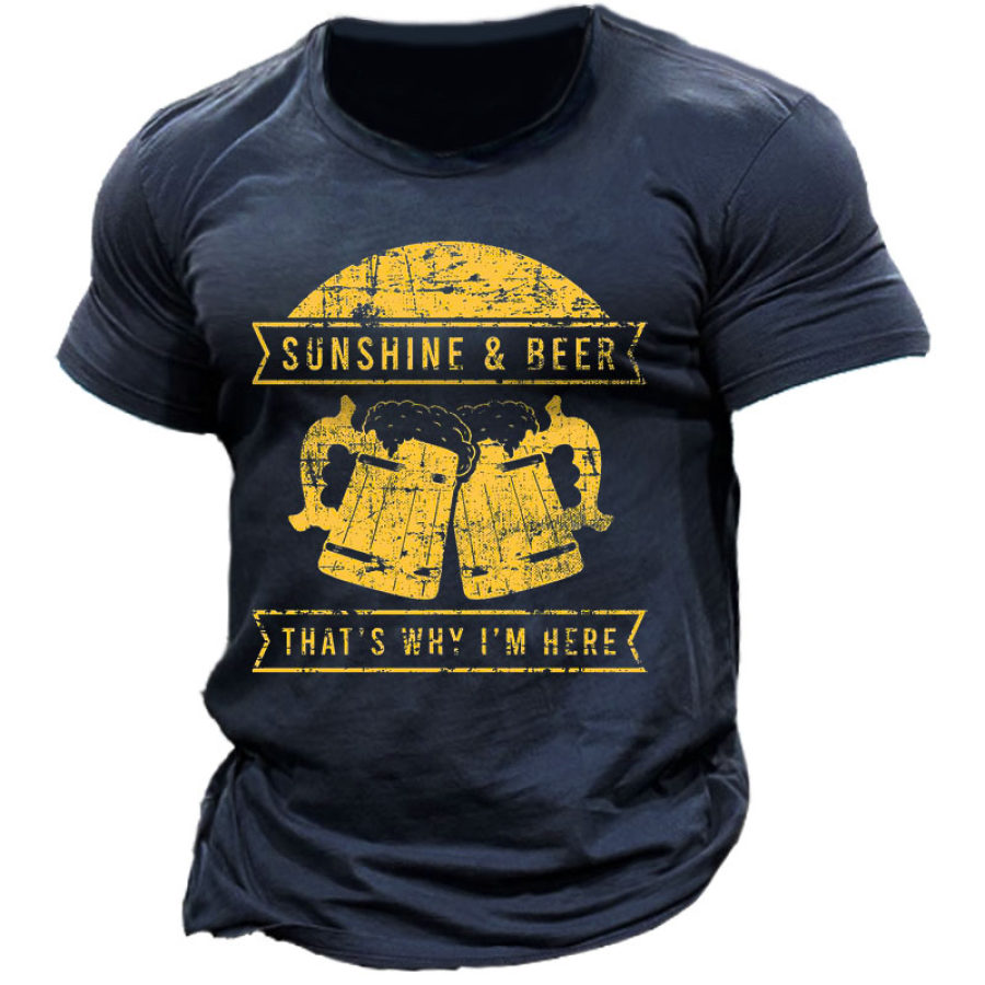 

Men's Sunshine Beer That's Why I'm Here Print Cotton T-Shirt