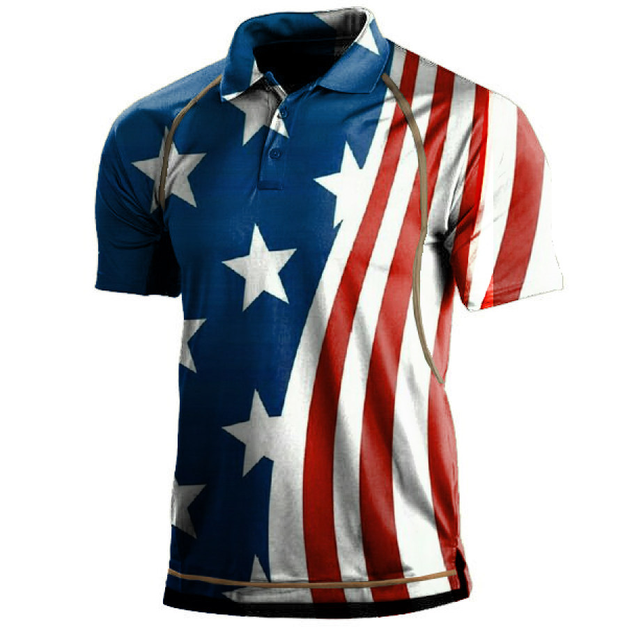 

Men's American Flag Outdoor Tactical Sport PoLo Neck T-Shirt